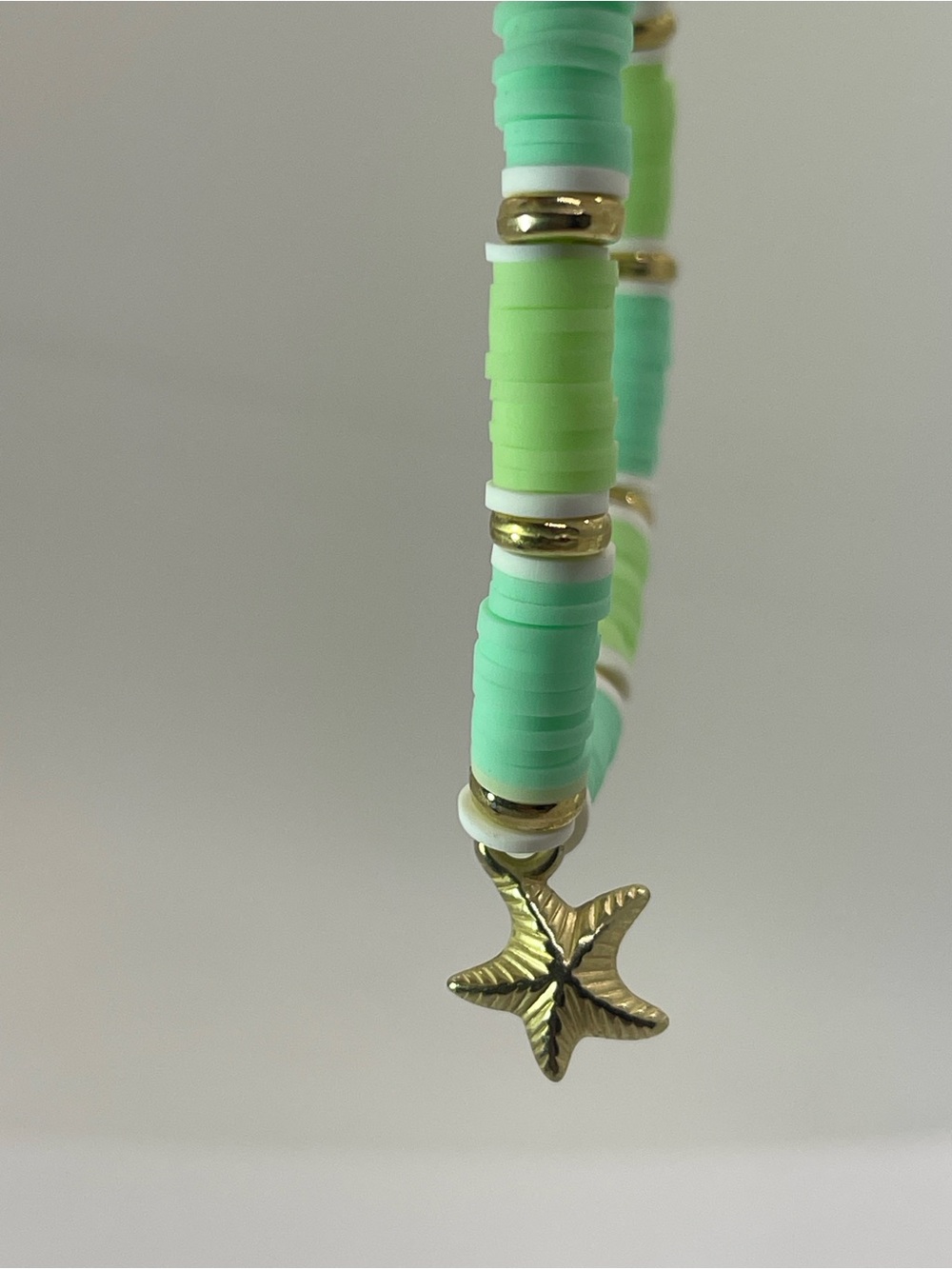 Sea Star Charm Bracelet  | Mint & Lime Beaded Women's Bracelet | VCaptures